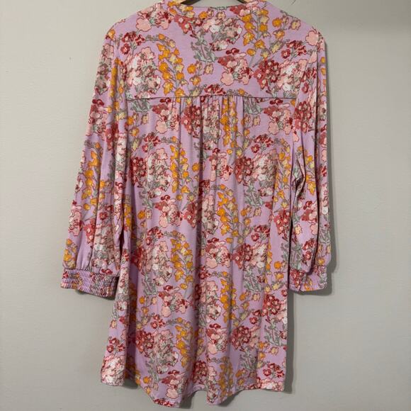 Wonderly Top Size 1X Purple Lilac Floral Boho Whimsical Prairie Flowy - Picture 12 of 15